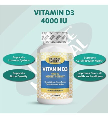 Vitamin D3 4000 IU - 120 Tablets | High Potency Formula Supports Healthy Bones, Teeth, Muscles, Heart & Immune Function | Non-GMO, Gluten-Free | Mood Enhancer, Daily Wellness Essential